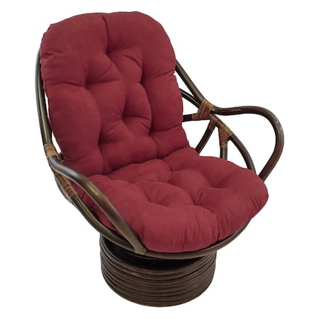 International Caravan Rattan Swivel Rocker with Micro Suede Cushion, Red Wine 3310-MS-RW